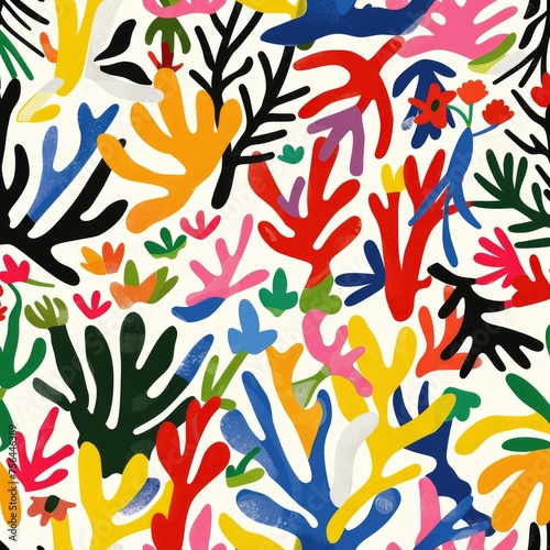 Matisse artist inspired style pattern, bright colors, detailed art 