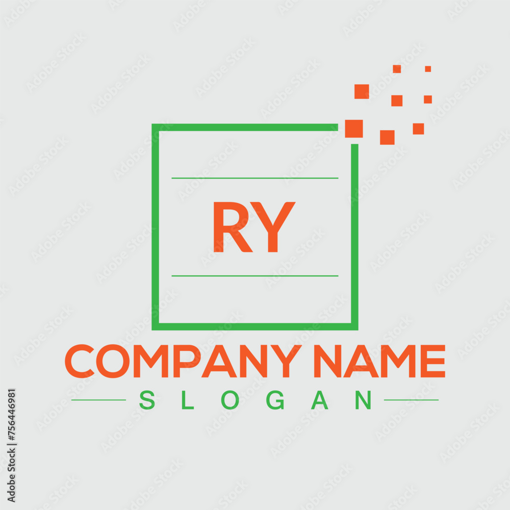 Alphabet letter RY creative logo design - obrazy, fototapety, plakaty 