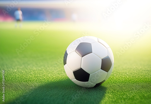 Soccer ball close-up lying on a football field © Svetlana Zibrova