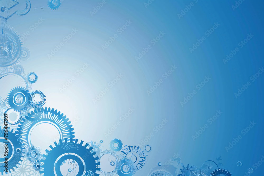 Blue cogwheels with gradient and ample copy space Blue cogwheels with gradient and ample copy space
