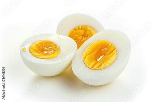Hard Boiled Egg Isolated on White Background - Healthy Yellow Food