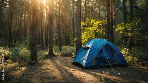 Isolated Blue Tent. Perfect for Camping and Outdoor Adventures in Summer. A Must-Have for Travel and Nature Lovers
