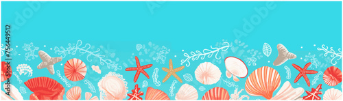 1Sea underwater background. Ocean bottom with seaweeds. Vector marine scene