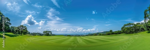 Panoramic View of Fairway at Prefecture Golf Course in - Green Country Club with Spectacular Skyline and Scenic Turf