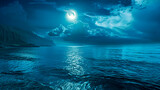 Mystical moonlit seascape at night