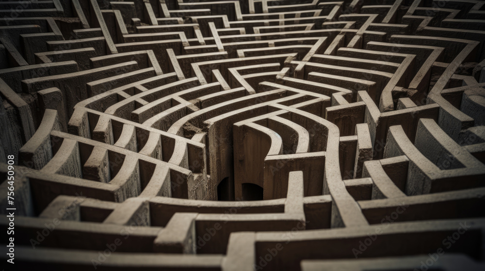 Stone maze. Huge labyrinth made of stones