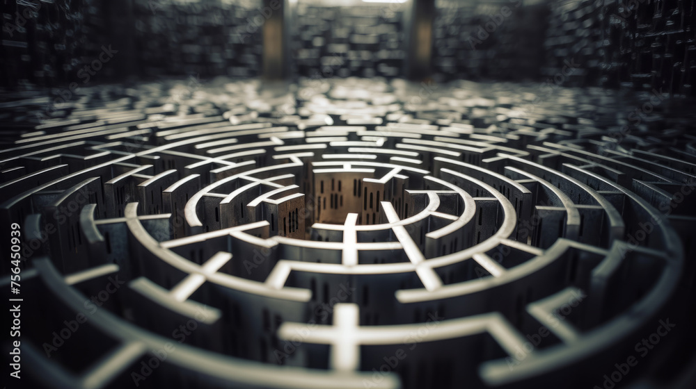 Stone maze. Huge labyrinth made of stones Stone maze. Huge labyrinth made of stones