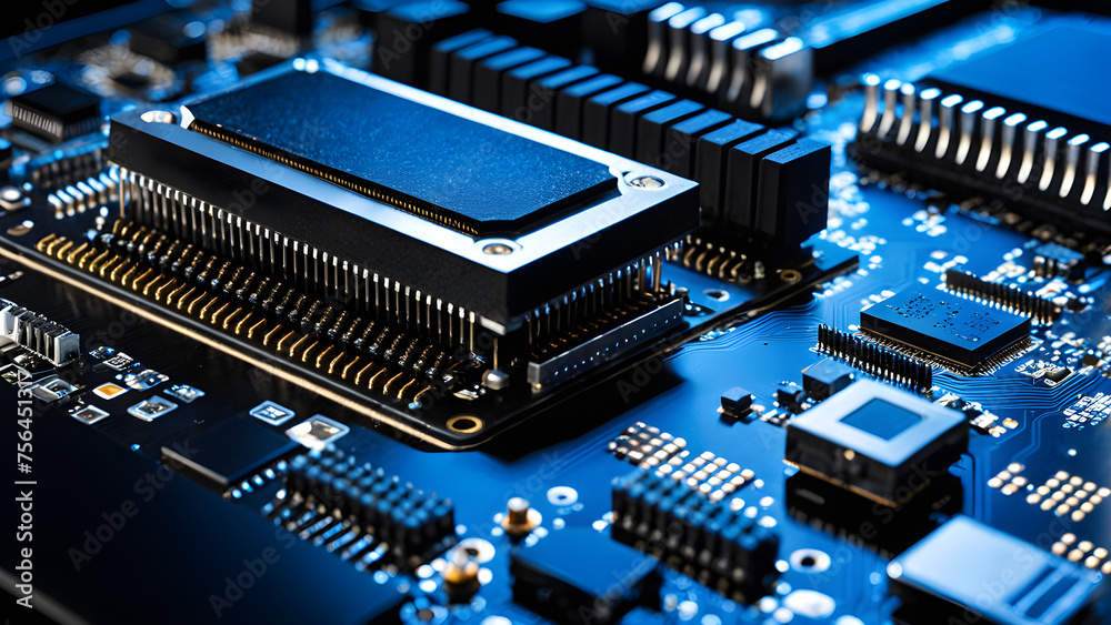 a detailed view of a motherboard's circuits a detailed view of a motherboard's circuits