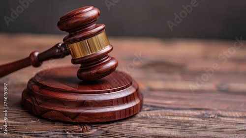 Close-up of a wooden gavel on a desk, legal concept