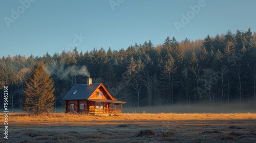 Log Cabin in Forest