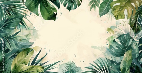 Green Leaves on White Background