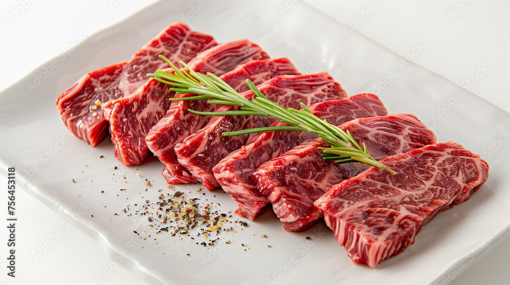 Close up of marble texture of wagyu, Wagyu Beef, Raw beef slice for barbecue or Japanese style yakiniku food barbecue and grilled over charcoal on stove, Close up japanese A5 wagyu premium beef. Close up of marble texture of wagyu, Wagyu Beef, Raw beef slice for barbecue or Japanese style yakiniku food barbecue and grilled over charcoal on stove, Close up japanese A5 wagyu premium beef.
