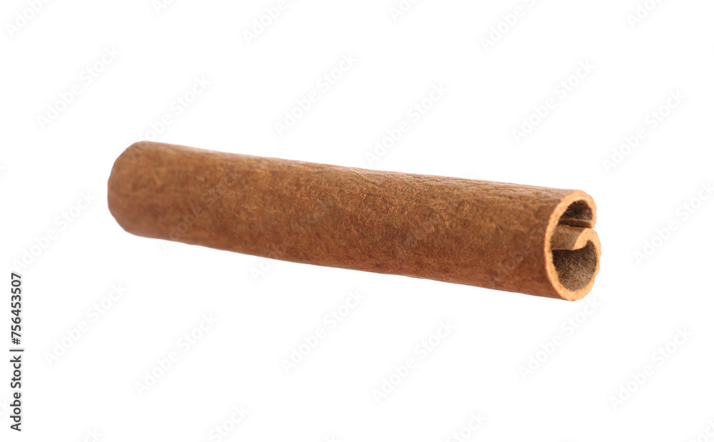 One aromatic cinnamon stick isolated on white One aromatic cinnamon stick isolated on white