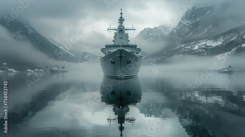 Large Boat Floating on Body of Water