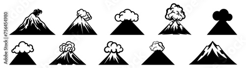 Volcano silhouette set vector design big pack of illustration and icon
