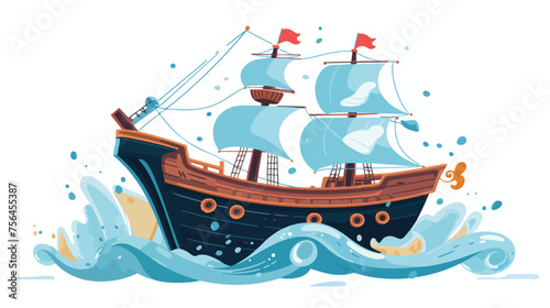 A toy pirate ship sailing across a bathtub sea 