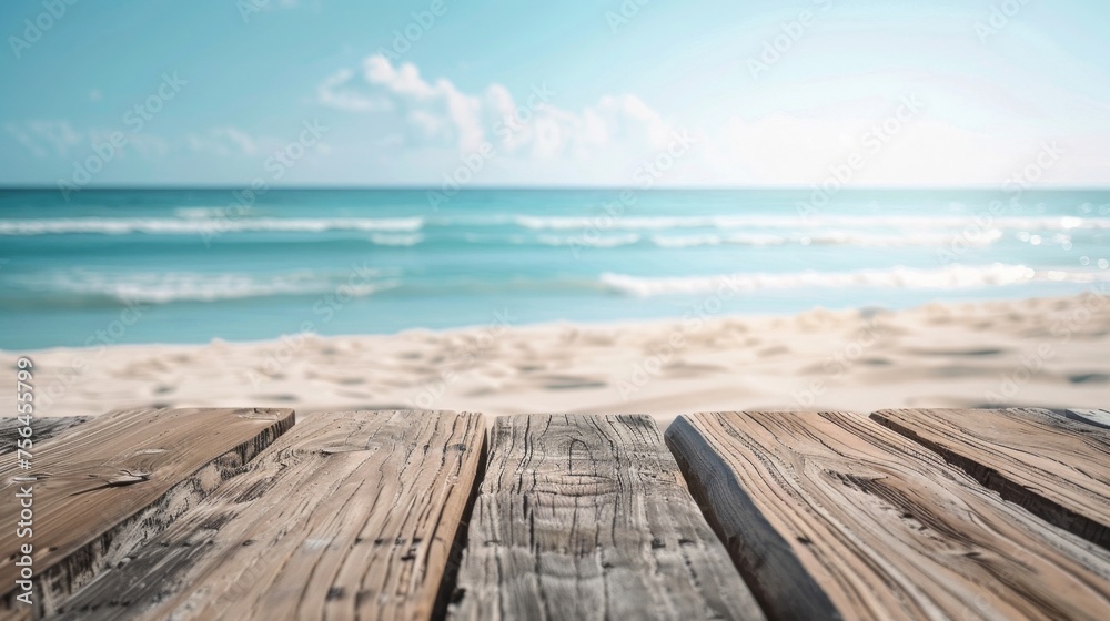 Wooden Table Overlooking Ocean