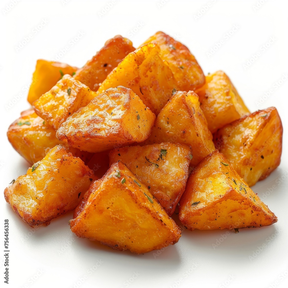 A Pile of Fried Potatoes on a White Surface A Pile of Fried Potatoes on a White Surface