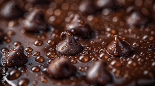 Close Up of Chocolate Drops on a Table