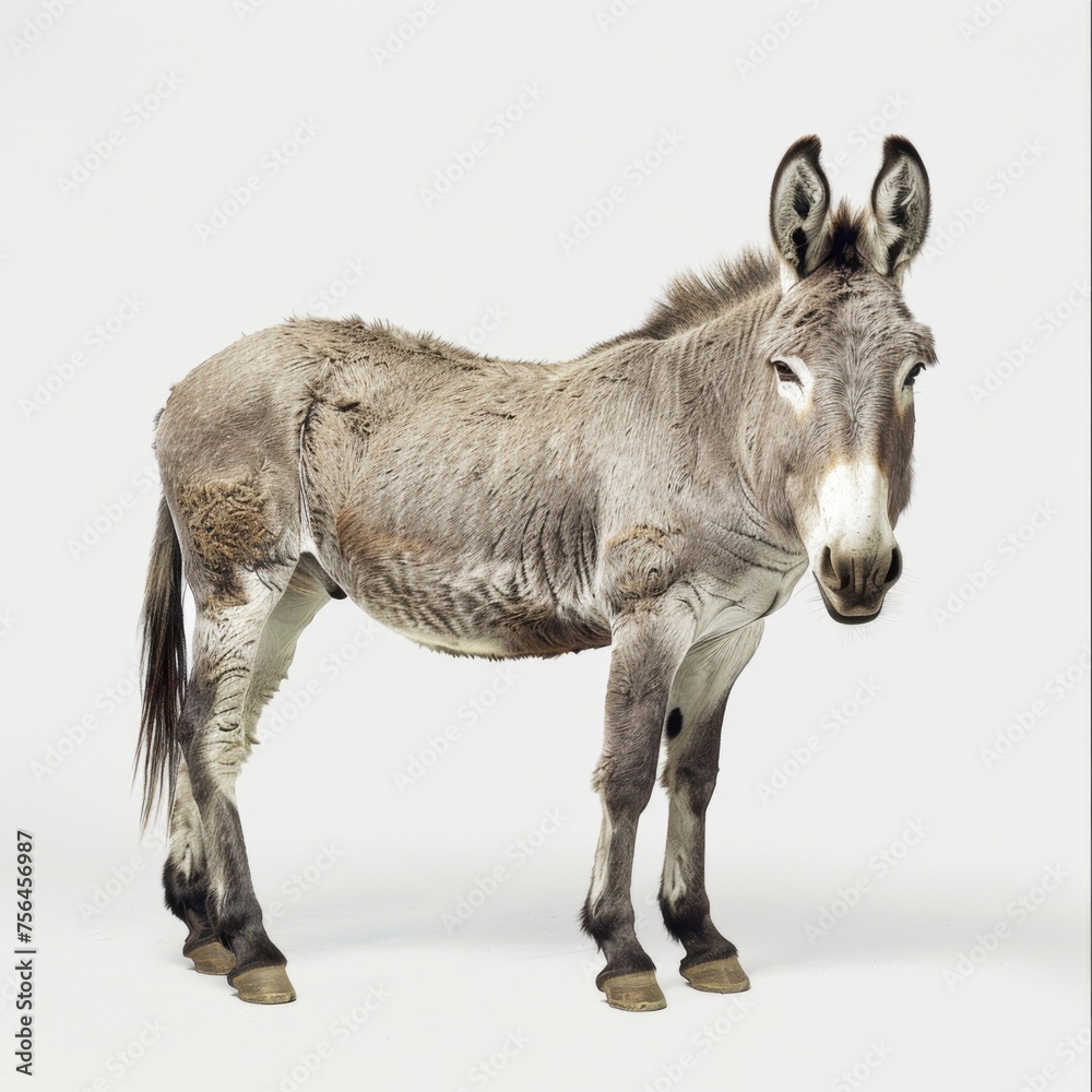 Fototapeta premium Small Donkey Standing on Top of White Floor