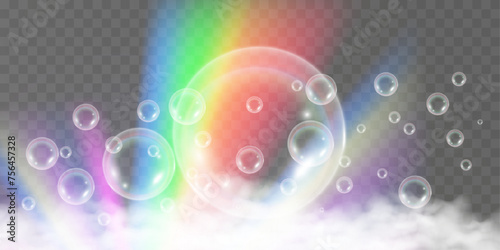 Air bubbles.Soap foam vector illustration on a transparent background.	
