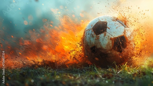 Soccer Ball Kicking Through the Air