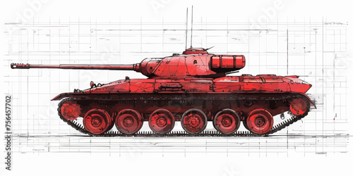 Outlined vectorized silhouettes of armored tanks, depicting military vehicles for defense