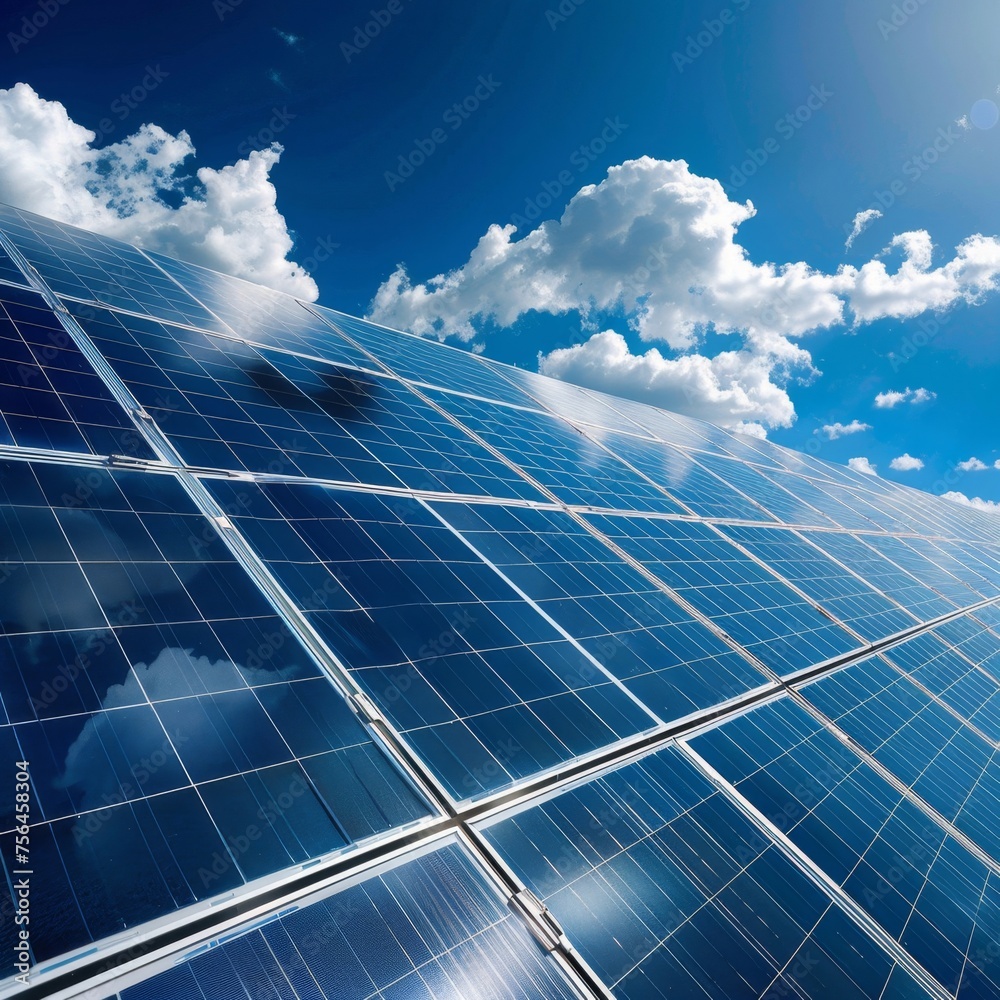 Solar Panel With Clouds in the Background Solar Panel With Clouds in the Background
