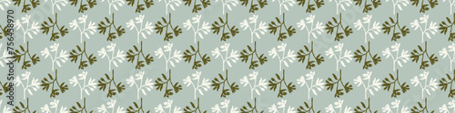 Modern botanical minimal wildflower vector border. Summer gender neutral pressed flower silhouette banner. Simple nature floral paper cut out ribbon for wedding, hedgerow decor repeat tile.