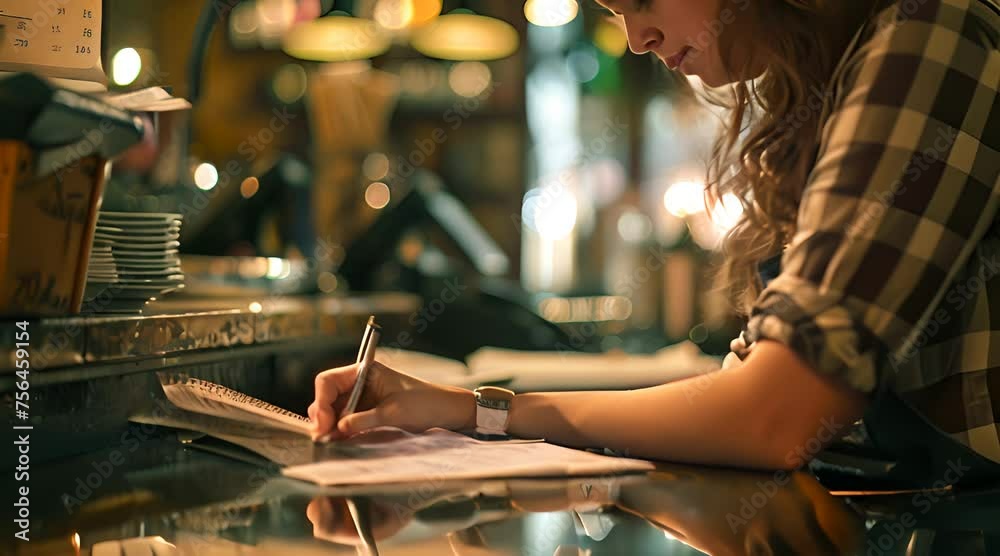 a beautiful woman is writing on paper a beautiful woman is writing on paper