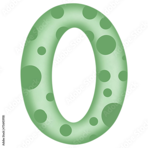 Number 0 to 9, green with dinosaur pattern