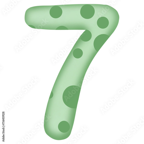 Number 0 to 9, green with dinosaur pattern