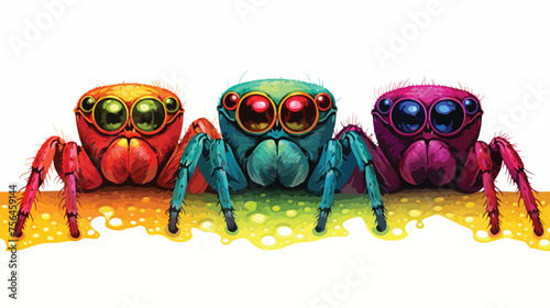 A trio of jumping spiders showcasing their intricat
