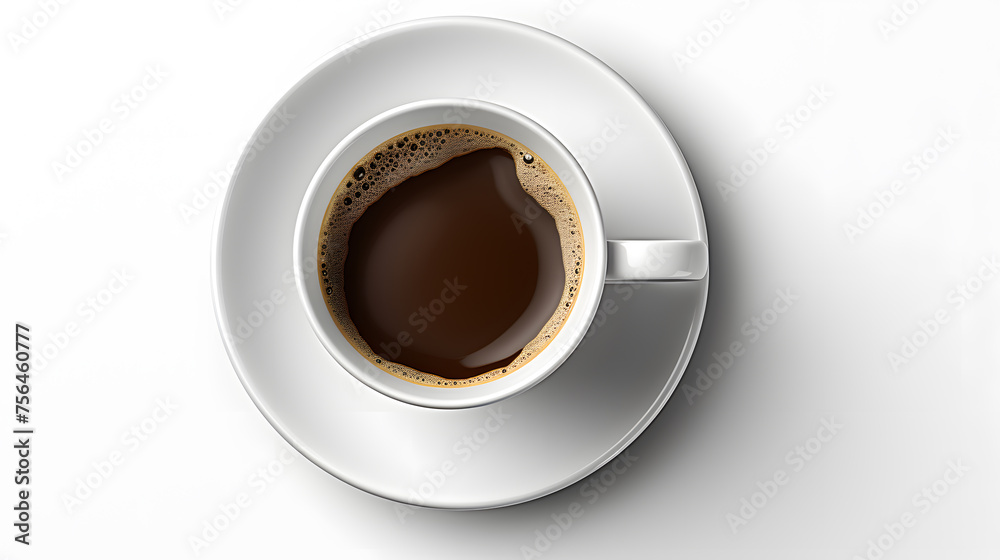 top view a cup of espresso coffee isolated on white top view a cup of espresso coffee isolated on white