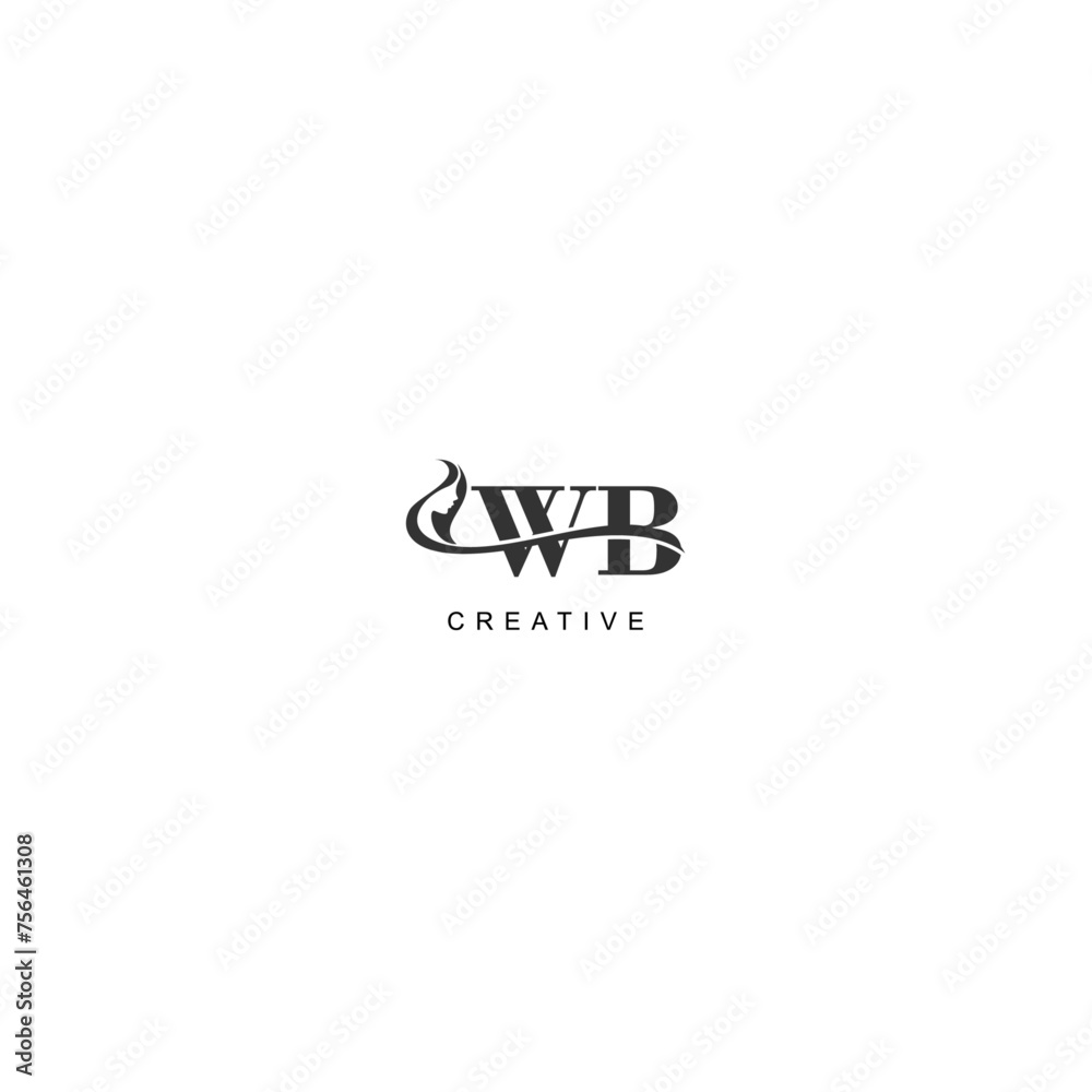 Initial WB logo beauty salon spa letter company elegant	