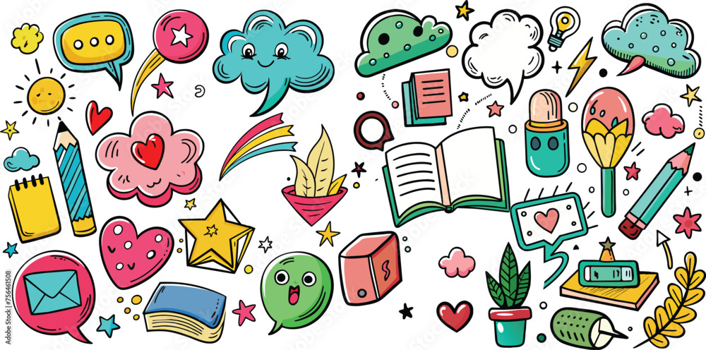 doodle and speech bubble vector
