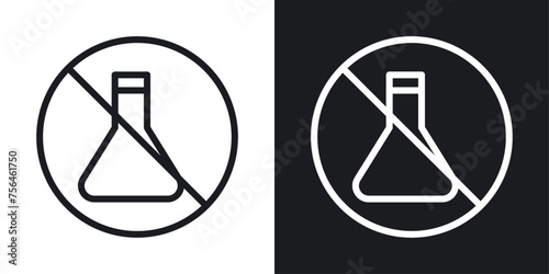 Chemical Free Sign Icon Designed in a Line Style on White background.