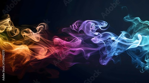 Black background with abstract colored smoke