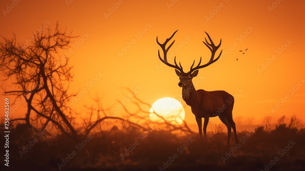 Obraz premium silhouette of a deer
