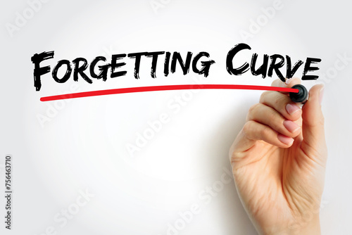 Forgetting Curve - the decline of memory retention in time, text concept background