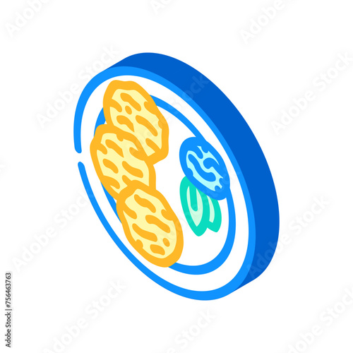 crab cake sea cuisine isometric icon vector. crab cake sea cuisine sign. isolated symbol illustration