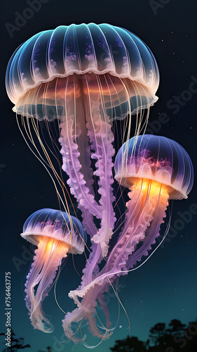 Underwater Jellyfish and Fish Swimming in Aquarium