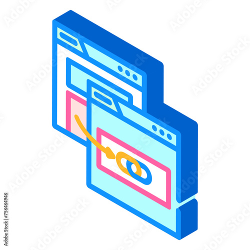 external linking seo isometric icon vector. external linking seo sign. isolated symbol illustration
