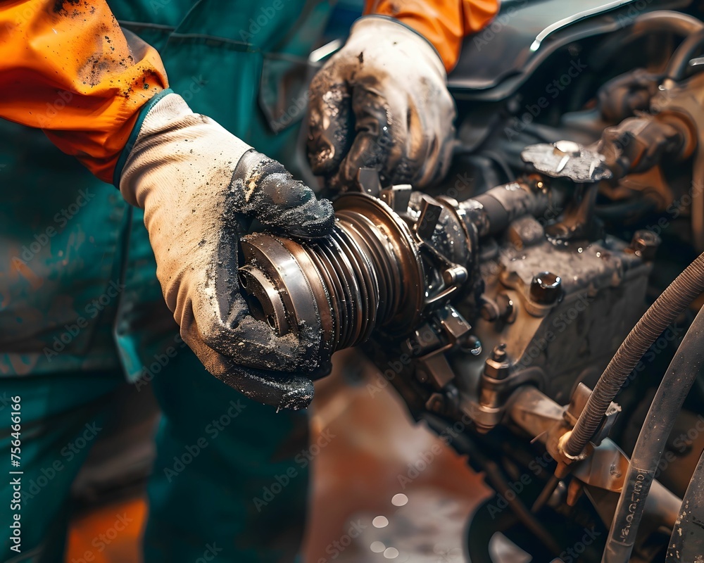 Clutch repair transmission open hands on fix essential skill - obrazy, fototapety, plakaty 