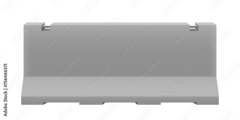 Iron concrete road barriers for blocking road, isolated on white background. Design elements of the guardrails. Realistic 3D isometric style, vector illustration. road barrier fence