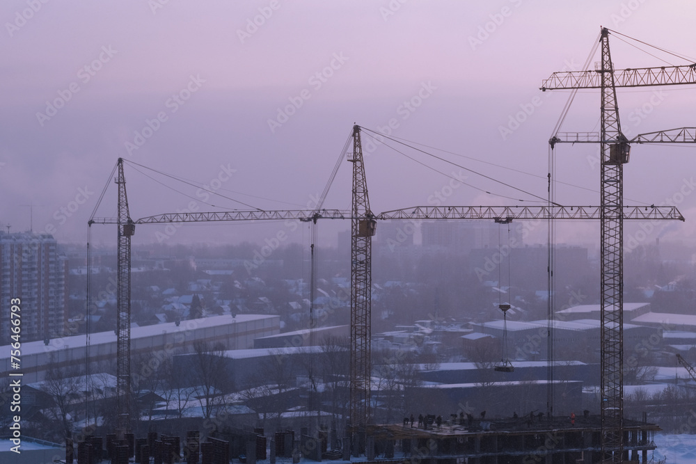  Construction of modern high-rise residential buildings. Timelapse