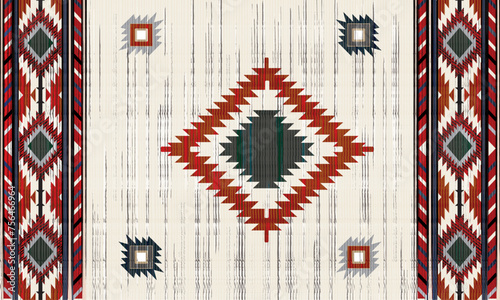 Navajo tribal vector seamless pattern. Native American ornament. Ethnic South Western decor style. Boho geometric ornament. Vector seamless pattern. Mexican blanket, rug. Woven carpet illustration