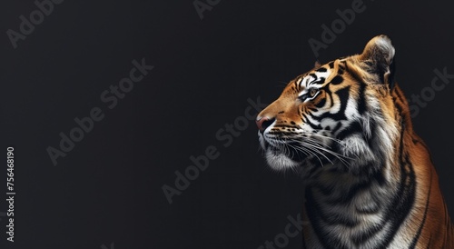 Close Up of Tiger on Black Background