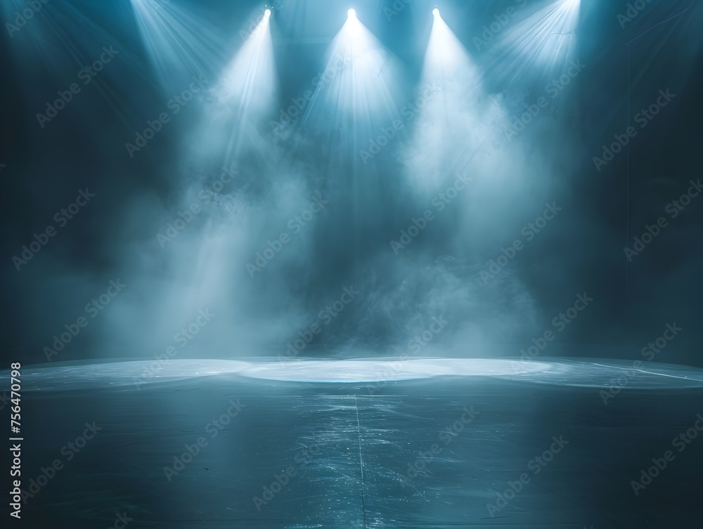 Mystical Stage with Spotlights and Frozen Texture - An Ethereal Performance Backdrop