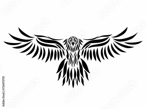 Illustration vector graphics of tribal art abstract design of an eagle flapping its wings